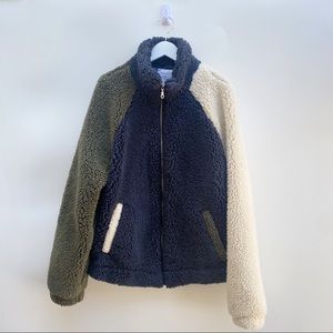 Urban Outfitters Color Block Zip Up Sherpa Seater M